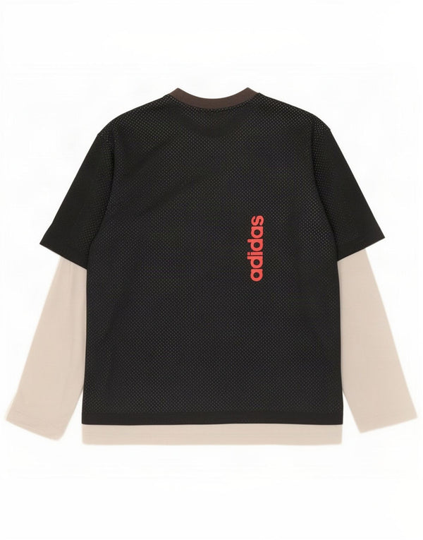 Adidas Herren Graphic Top Langarm Large Schwarz Colourblock Baumwolle