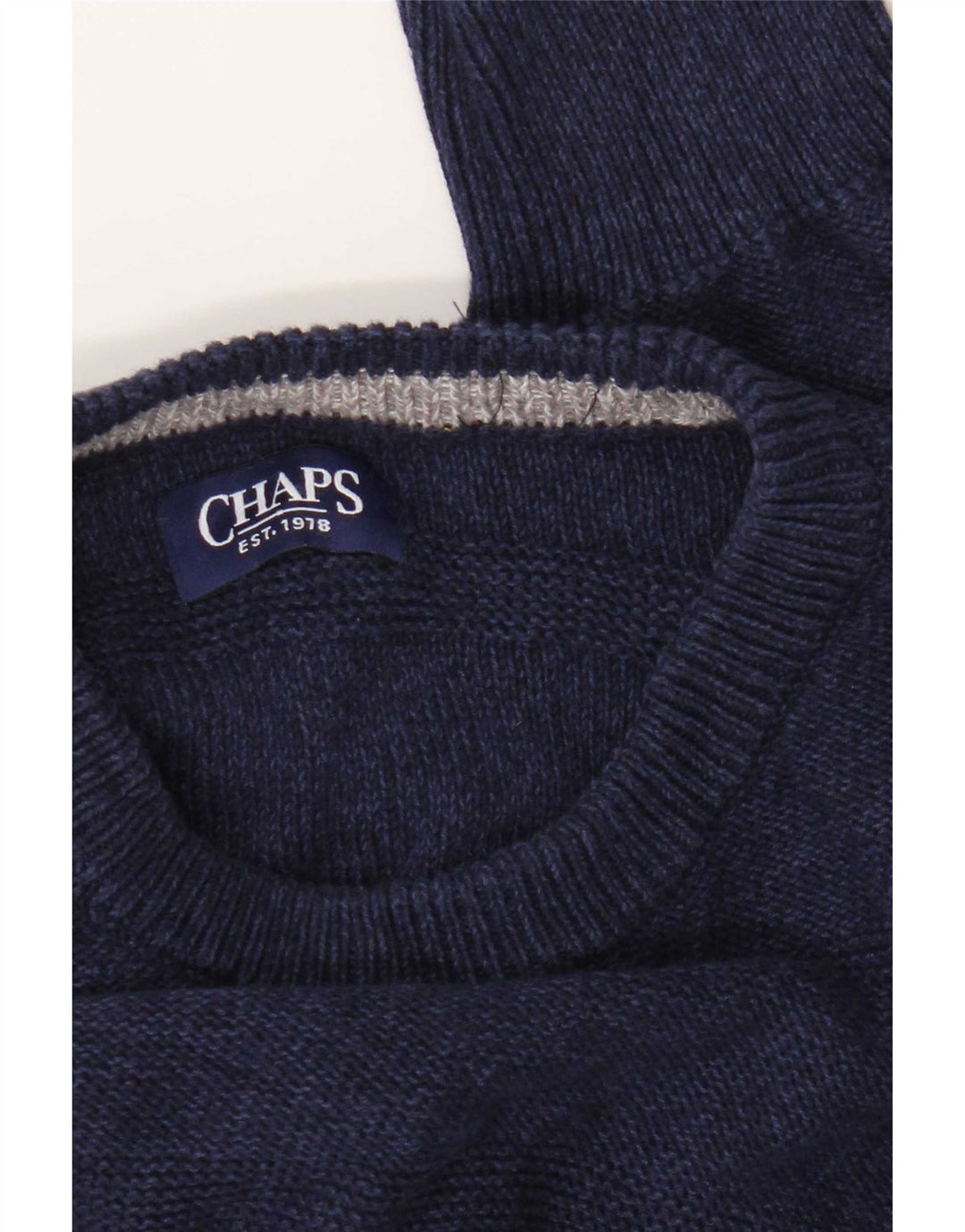 Chaps Herren-Pullover mit U-Boot-Ausschnitt, mittelgroß, marineblau gestreift