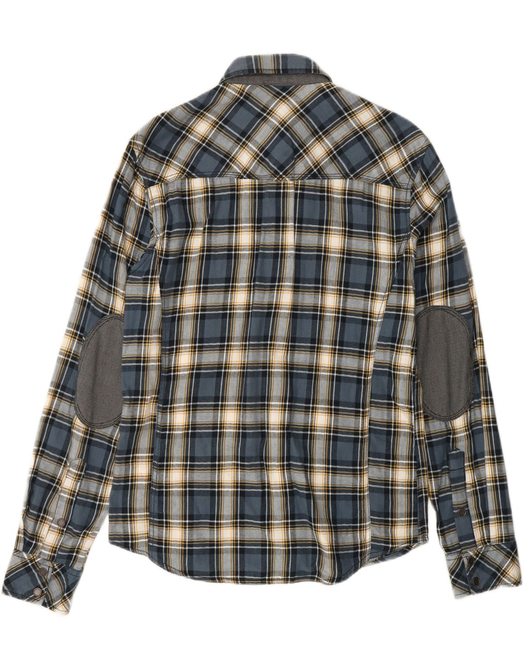 JACK & JONES Herren-Flanellhemd aus mittelblau karierter Baumwolle