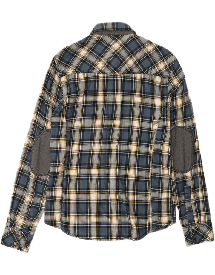 JACK & JONES Herren-Flanellhemd aus mittelblau karierter Baumwolle
