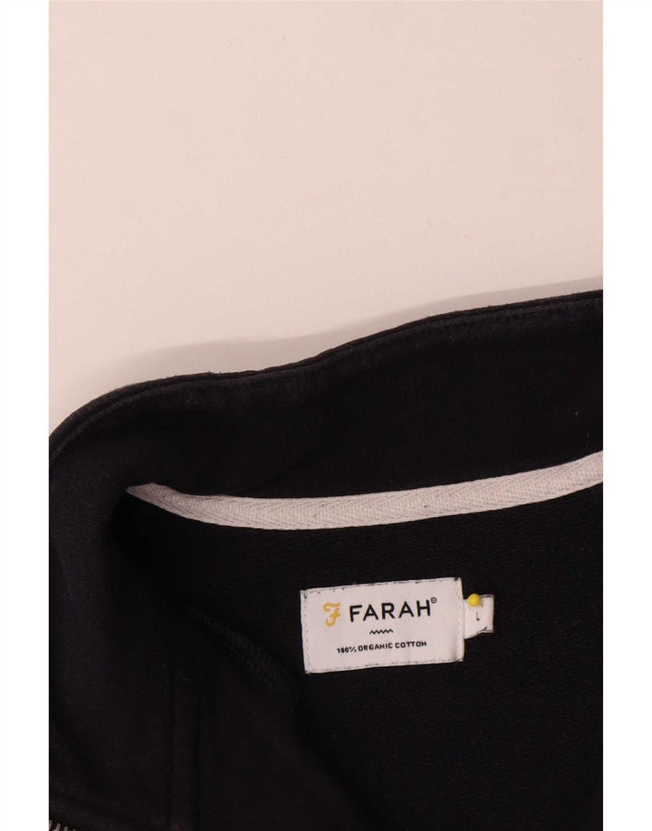 Farah Herren-Sweatshirt mit Reißverschluss am Hals, groß, aus marineblauer Baumwolle