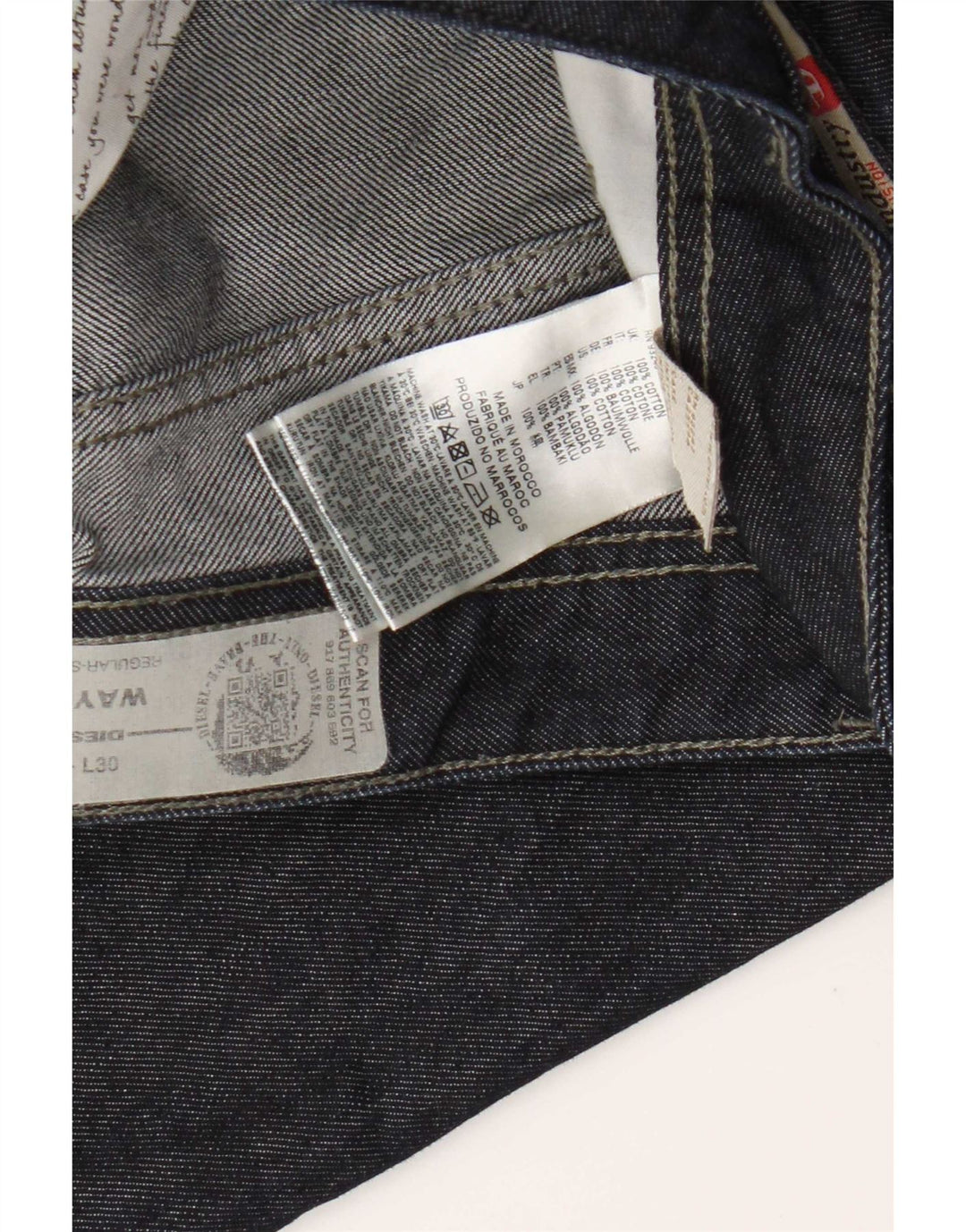 Diesel Herren Waykee Regular Straight Jeans W40 L30 Marineblaue Baumwolle