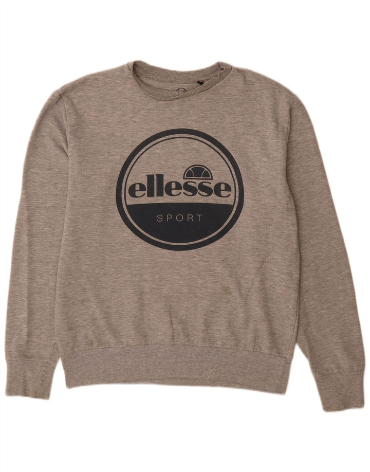 Ellesse Herren-Sweatshirt mit Grafik, mittelgrau gesprenkelte Baumwolle