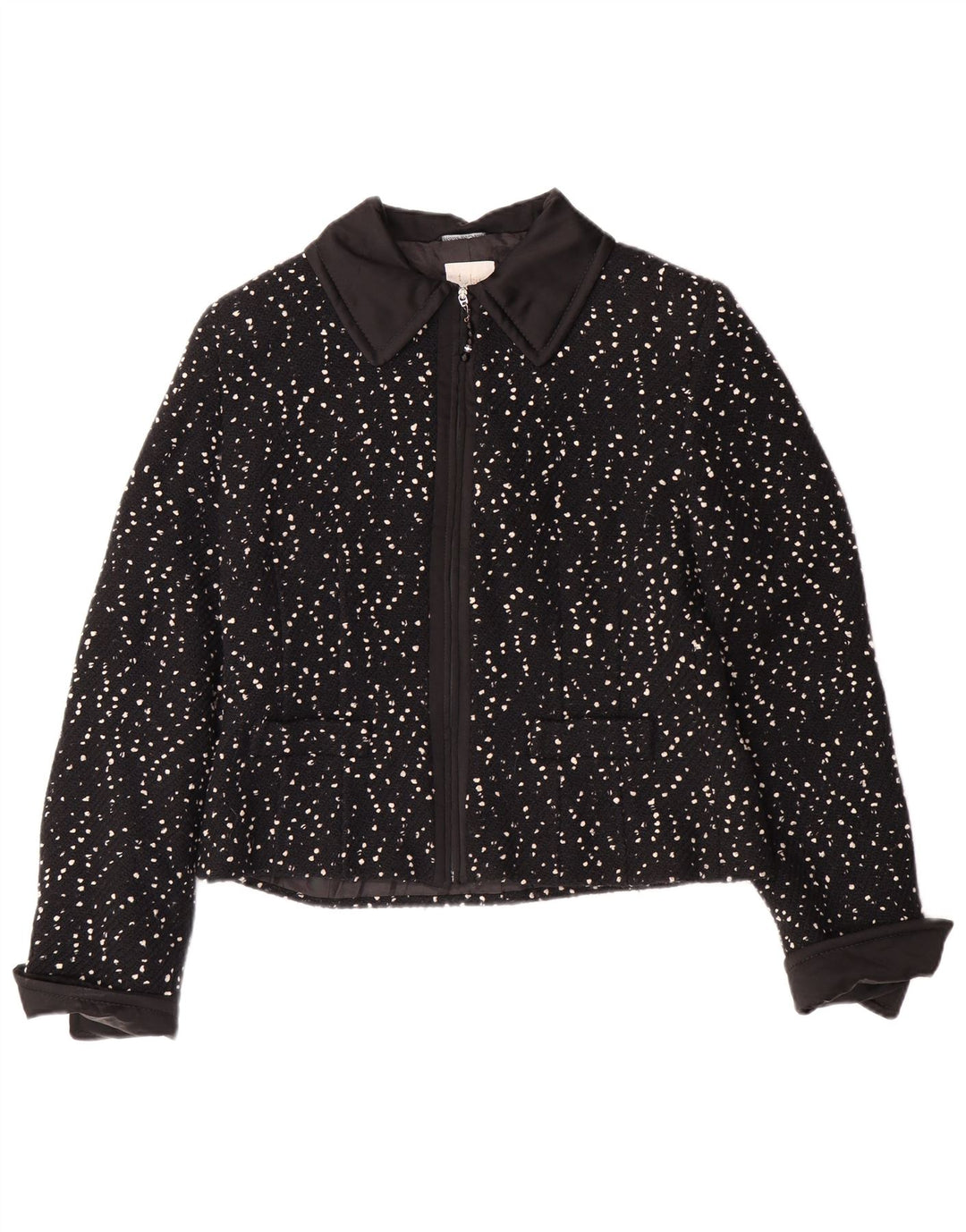 RENATO BALESTRA Damen Bolerojacke IT 44 Mittelschwarz gesprenkelte Wolle
