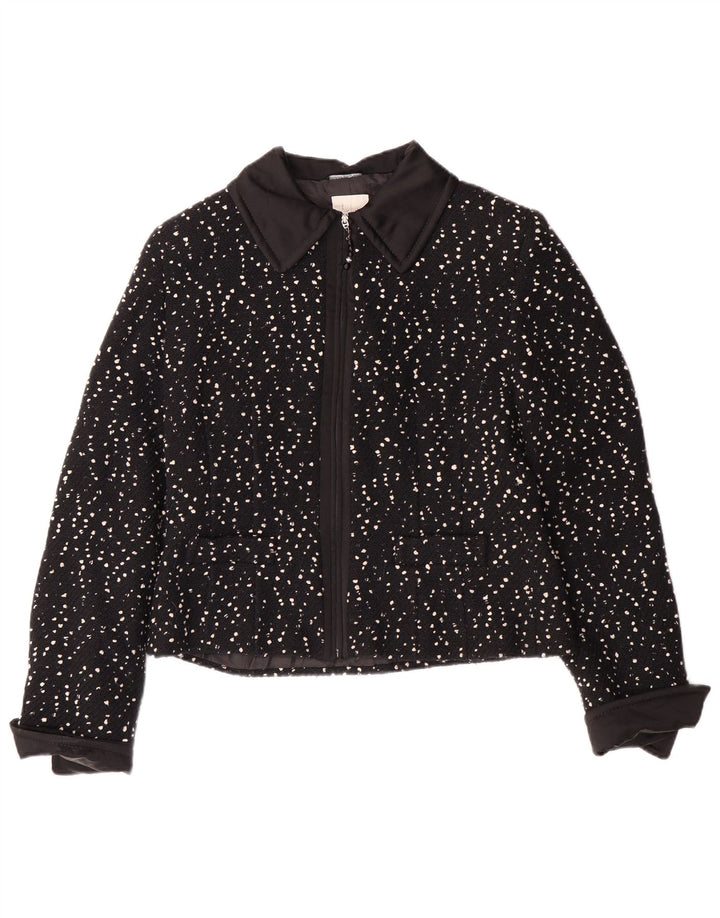 RENATO BALESTRA Damen Bolerojacke IT 44 Mittelschwarz gesprenkelte Wolle