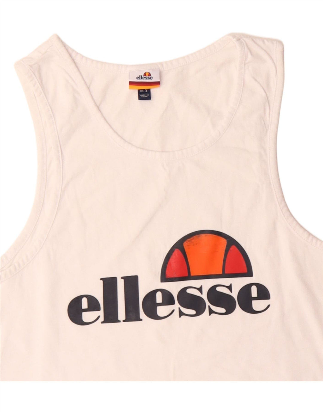 Ellesse Herren-Top mit Grafik, Größe S, weiße Baumwolle