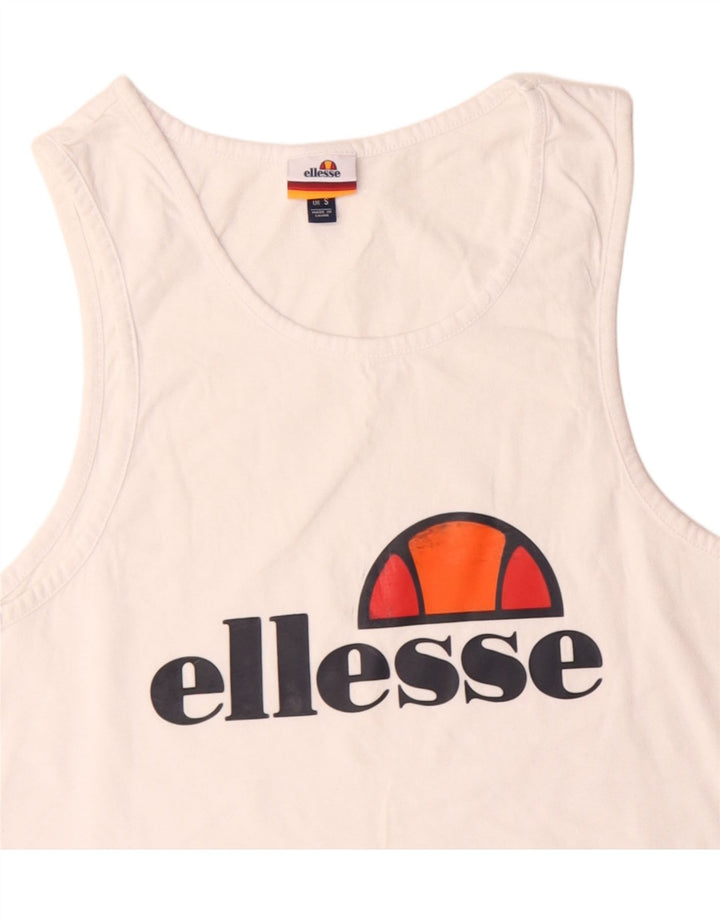 Ellesse Herren-Top mit Grafik, Größe S, weiße Baumwolle
