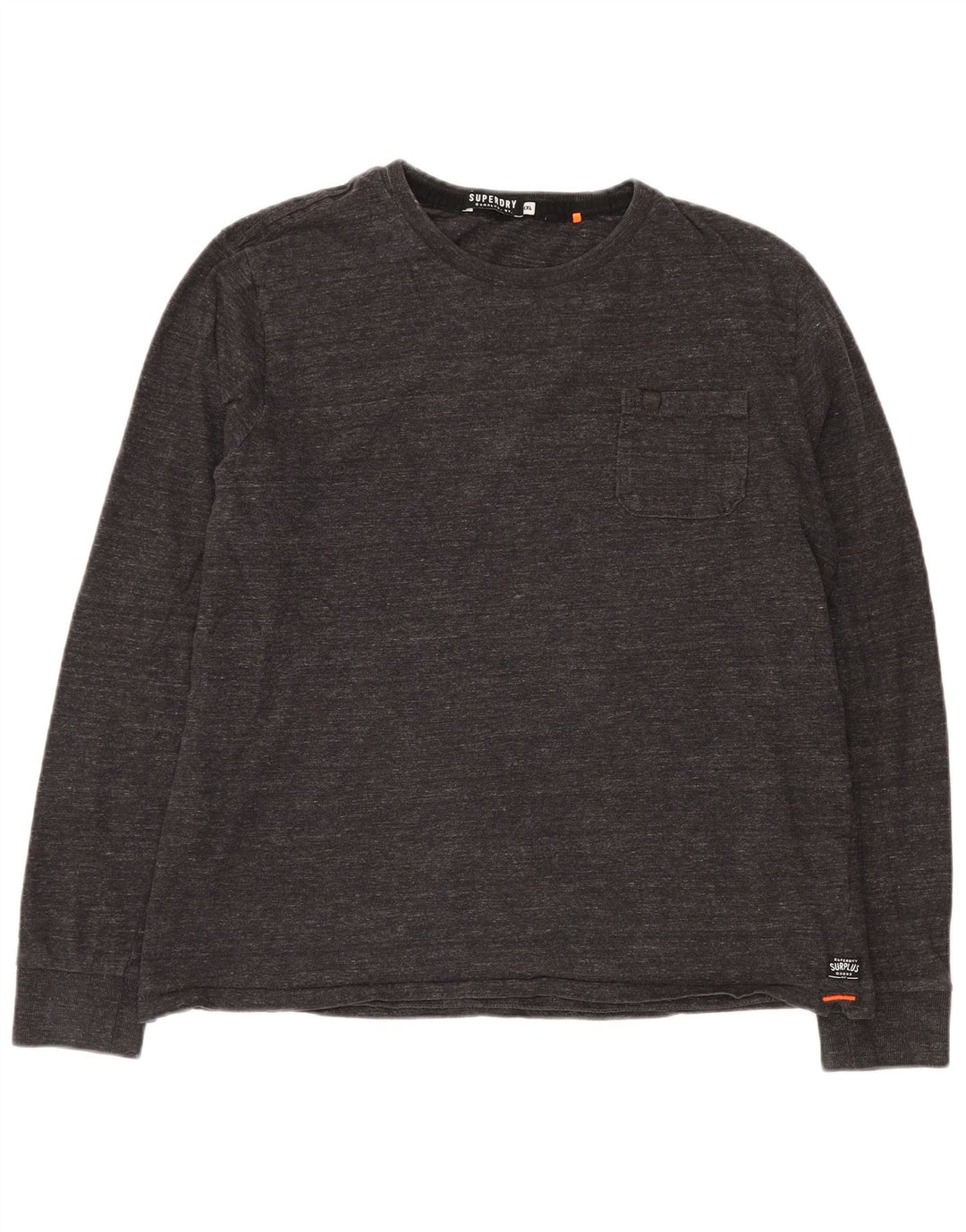 SUPERDRY Herren-Oberteil, langärmelig, 2XL, grau meliert, Baumwolle