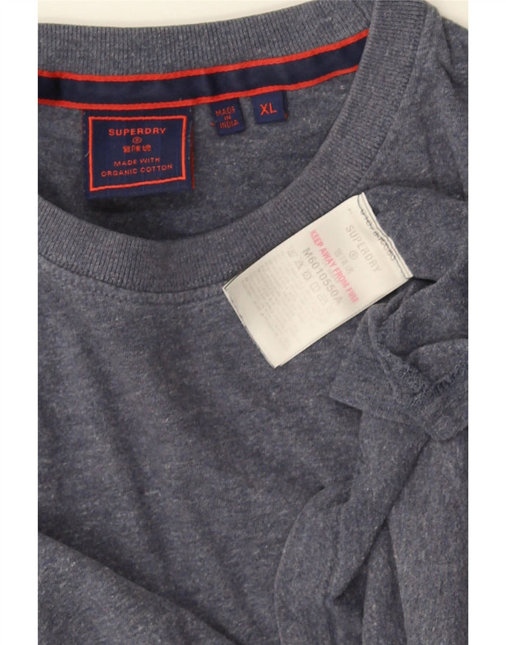 SUPERDRY Herren-Oberteil, langärmelig, XL, blau meliert, Baumwolle