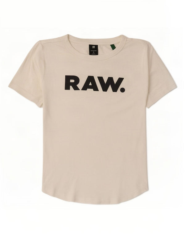 G-Star Damen Grafik-T-Shirt-Oberteil UK 6 XS Weiß