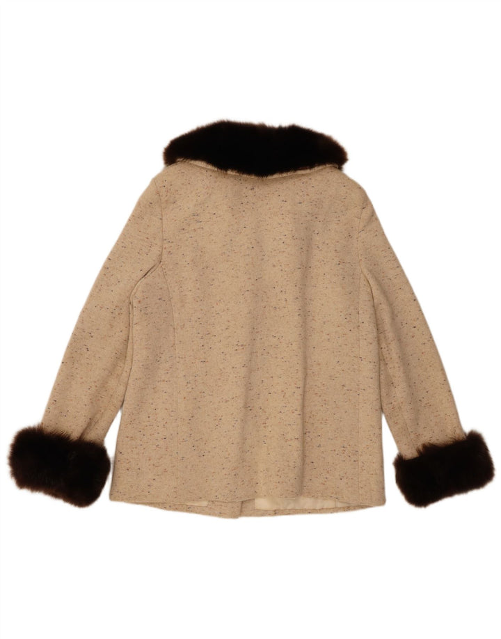 Vintage Damen 5-Knopf-Blazerjacke UK 14 Mittelbeige meliert