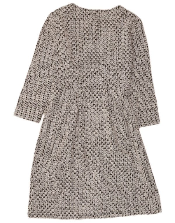 Hobbs Damen-Kleid in A-Linie mit 3/4-Ärmeln, Größe S, Grau, Blumenmuster, Polyester