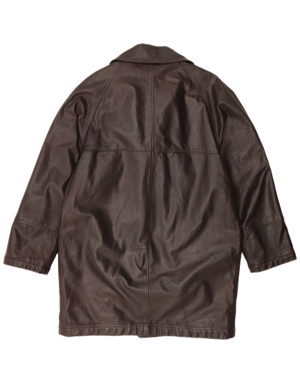 MABRUN Damen Übergroßer Ledermantel IT 50 XL Braunes Leder