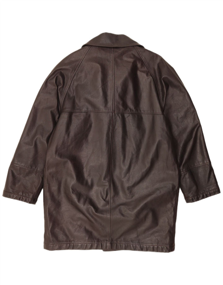 MABRUN Damen Übergroßer Ledermantel IT 50 XL Braunes Leder