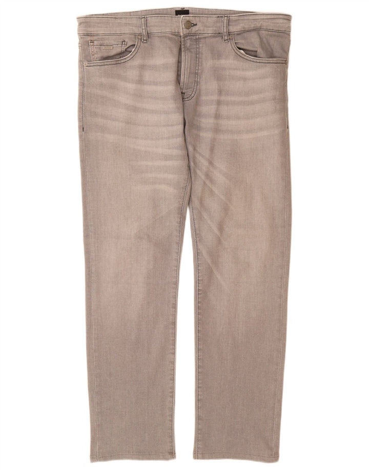 Hugo Boss Herren Straight Jeans W36 L30 Graue Baumwolle