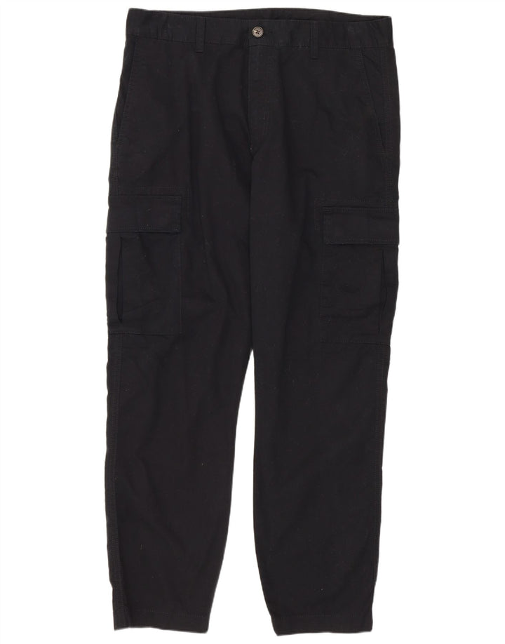 MARKS & SPENCER Gerade Herren-Cargohose, W34, L29, schwarze Baumwolle