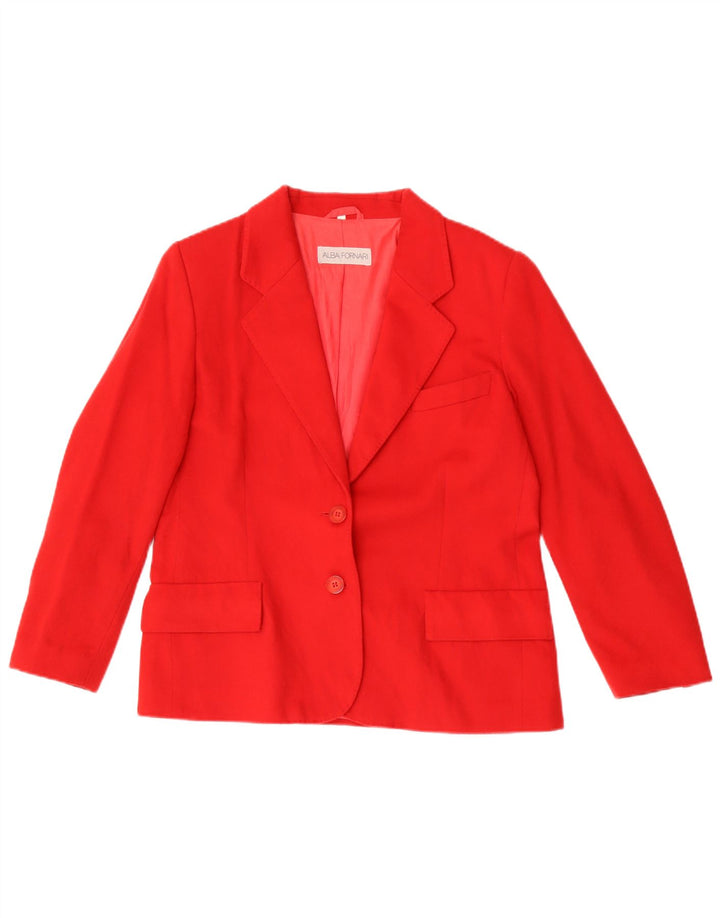 Alba Fornari Damen 2-Knopf-Blazerjacke IT 46 Große rote Wolle