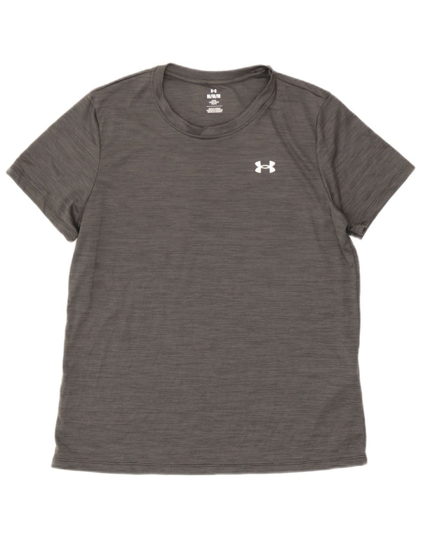 Under Armour Womens Loose Fit T-Shirt Top UK 14 Medium Grey Striped
