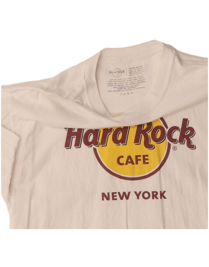 HARD ROCK CAFE Damen Grafik T-Shirt Top UK 14 Mittelweiße Baumwolle