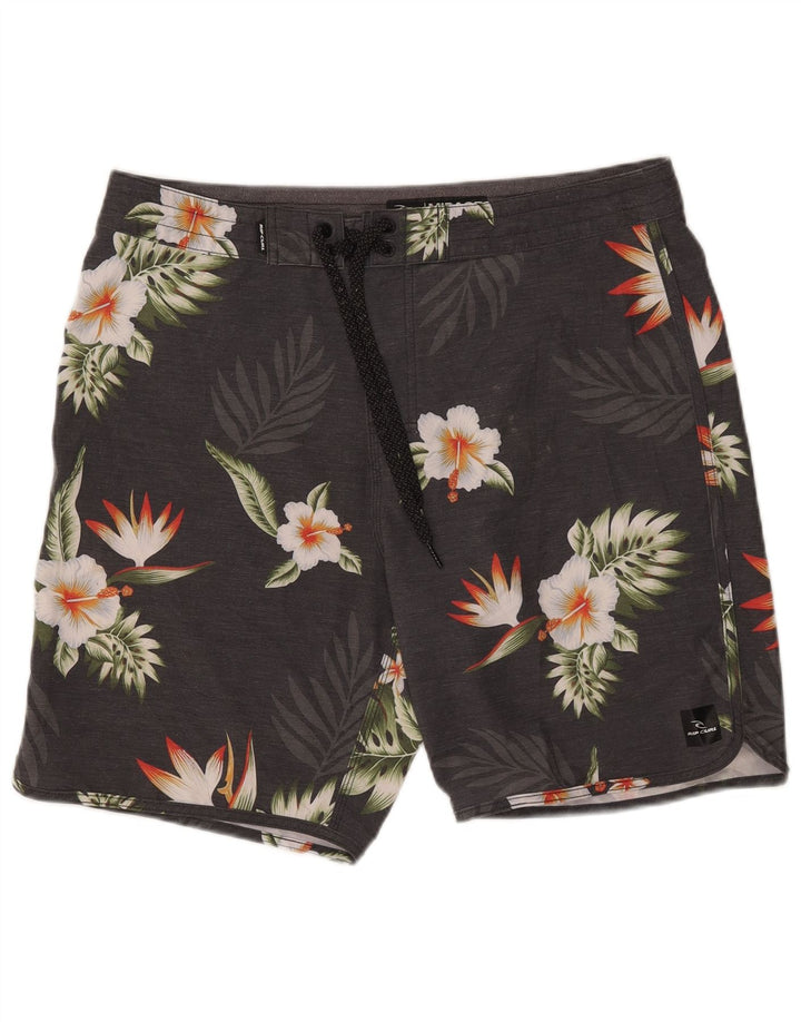 Rip Curl Herren Mirage Badeshorts, großes graues Blumenmuster, Polyester