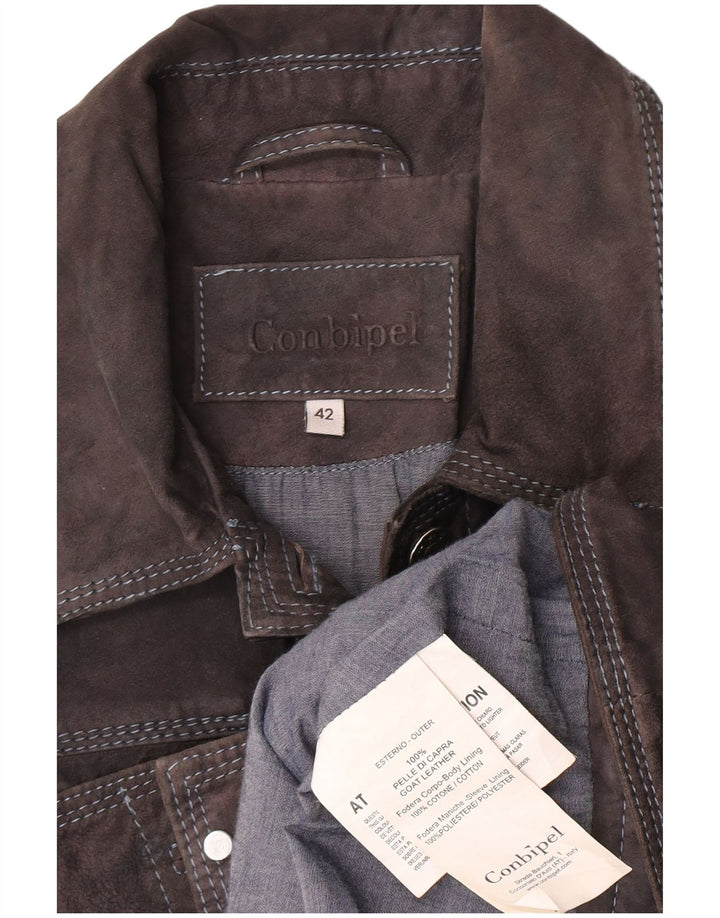 Conbipel Damen Crop Wildlederjacke IT 42 Mittelgraues Leder