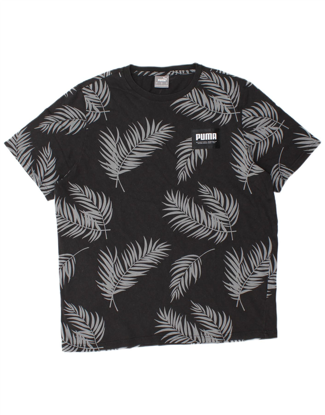 Puma Herren T-Shirt Top Große schwarze Baumwolle mit Blumenmuster