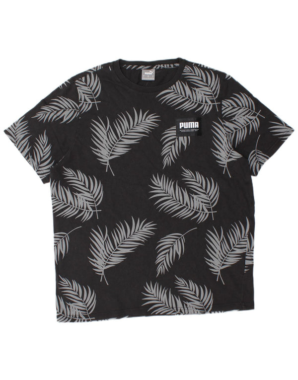 Puma Herren T-Shirt Top Große schwarze Baumwolle mit Blumenmuster
