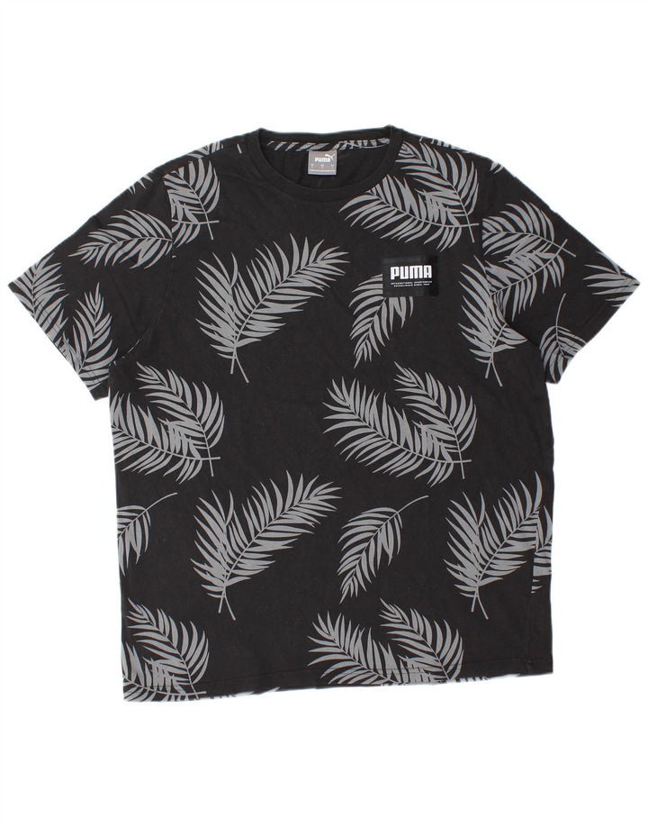 Puma Herren T-Shirt Top Große schwarze Baumwolle mit Blumenmuster