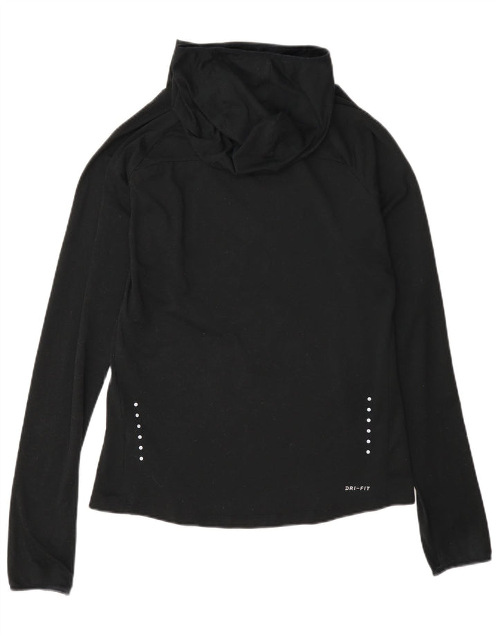 Nike Damen Dri Fit Kapuzenoberteil Langarm UK 10 Small Schwarz Polyester