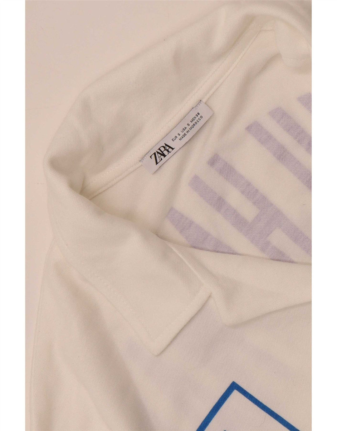 Zara Herren Graphic Kurzarmhemd Small Weiß