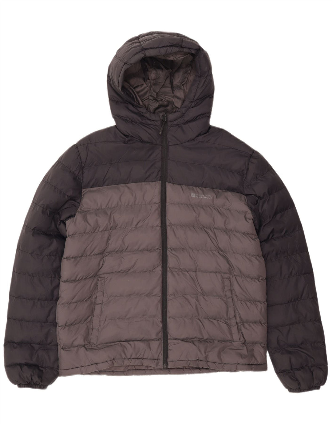 MOUNTAIN WAREHOUSE Wattierte Herrenjacke mit Kapuze, UK 40, Größe L, Schwarz, Farbblock