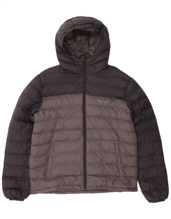MOUNTAIN WAREHOUSE Wattierte Herrenjacke mit Kapuze, UK 40, Größe L, Schwarz, Farbblock