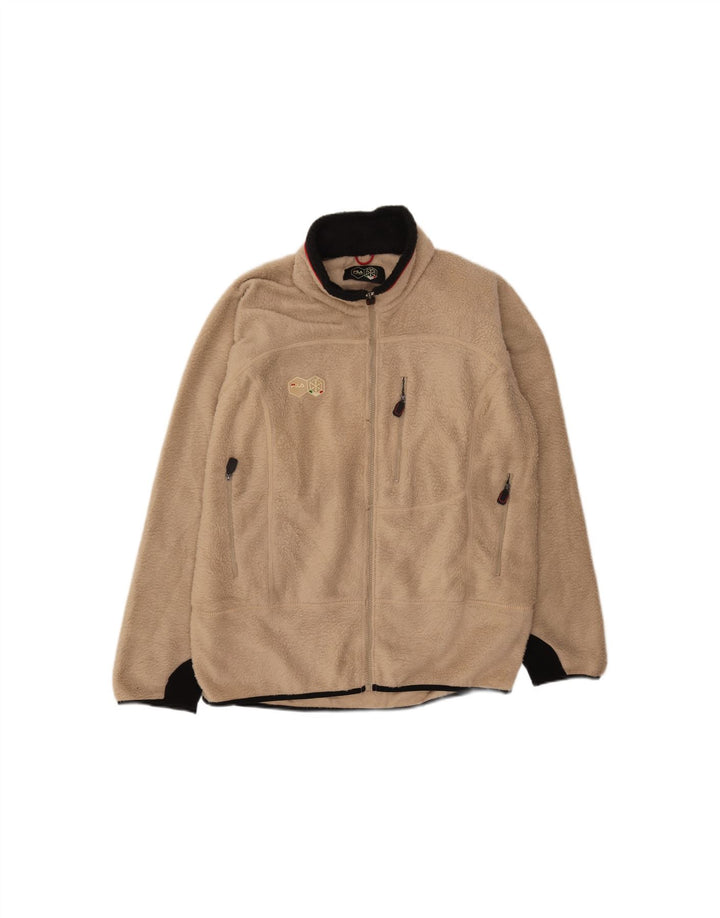 FILA Mens Fleece Jacket UK 40 Large Beige Polyester