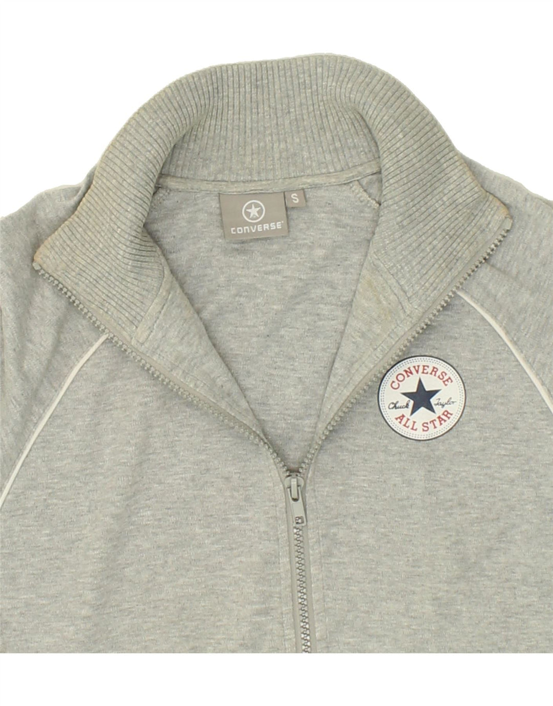 CONVERSE Womens Graphic Tracksuit Top Jacket UK 10 Small Grey Cotton Vintage Converse and Second-Hand Converse from Messina Hembry 