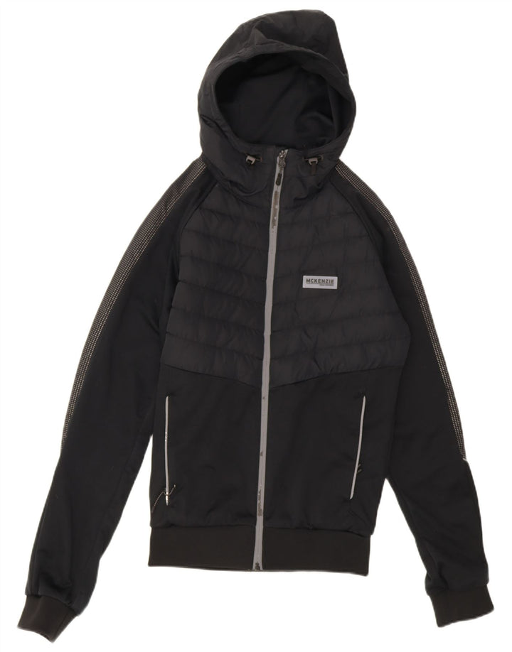 Mckenzie Herren-Kapuzenpullover mit Reißverschluss, XS, schwarzes Farbblock-Polyester