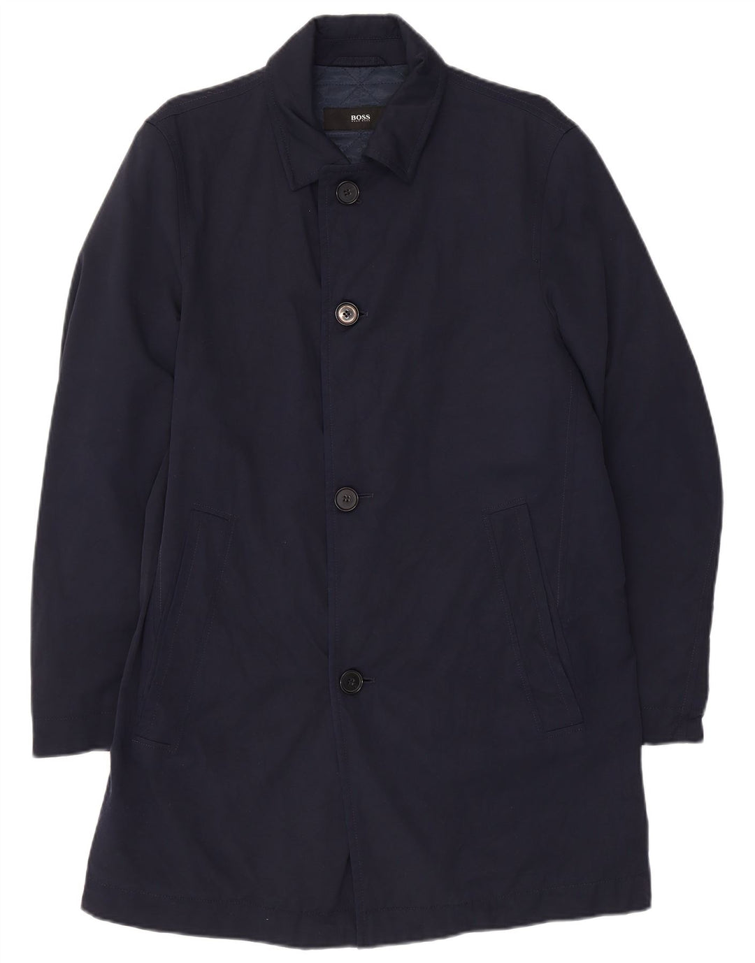 Hugo Boss Herrenmantel EU 46 Small Marineblau Polyamid