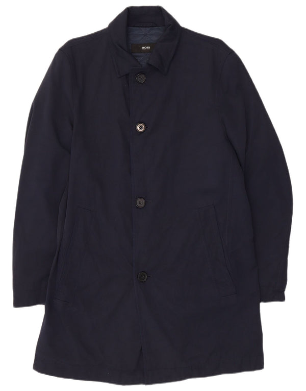 Hugo Boss Herrenmantel EU 46 Small Marineblau Polyamid