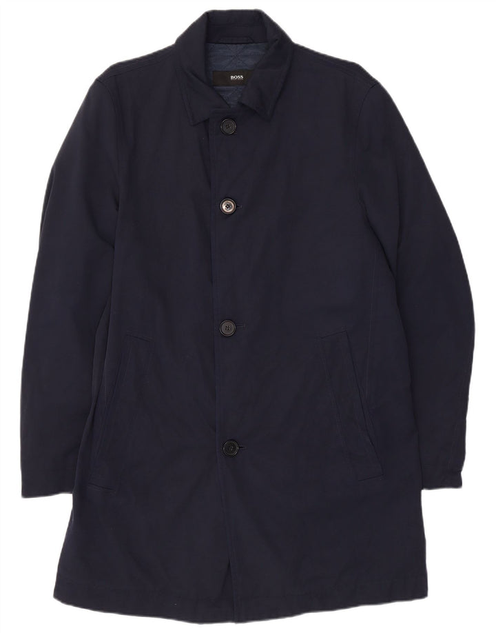 Hugo Boss Herrenmantel EU 46 Small Marineblau Polyamid