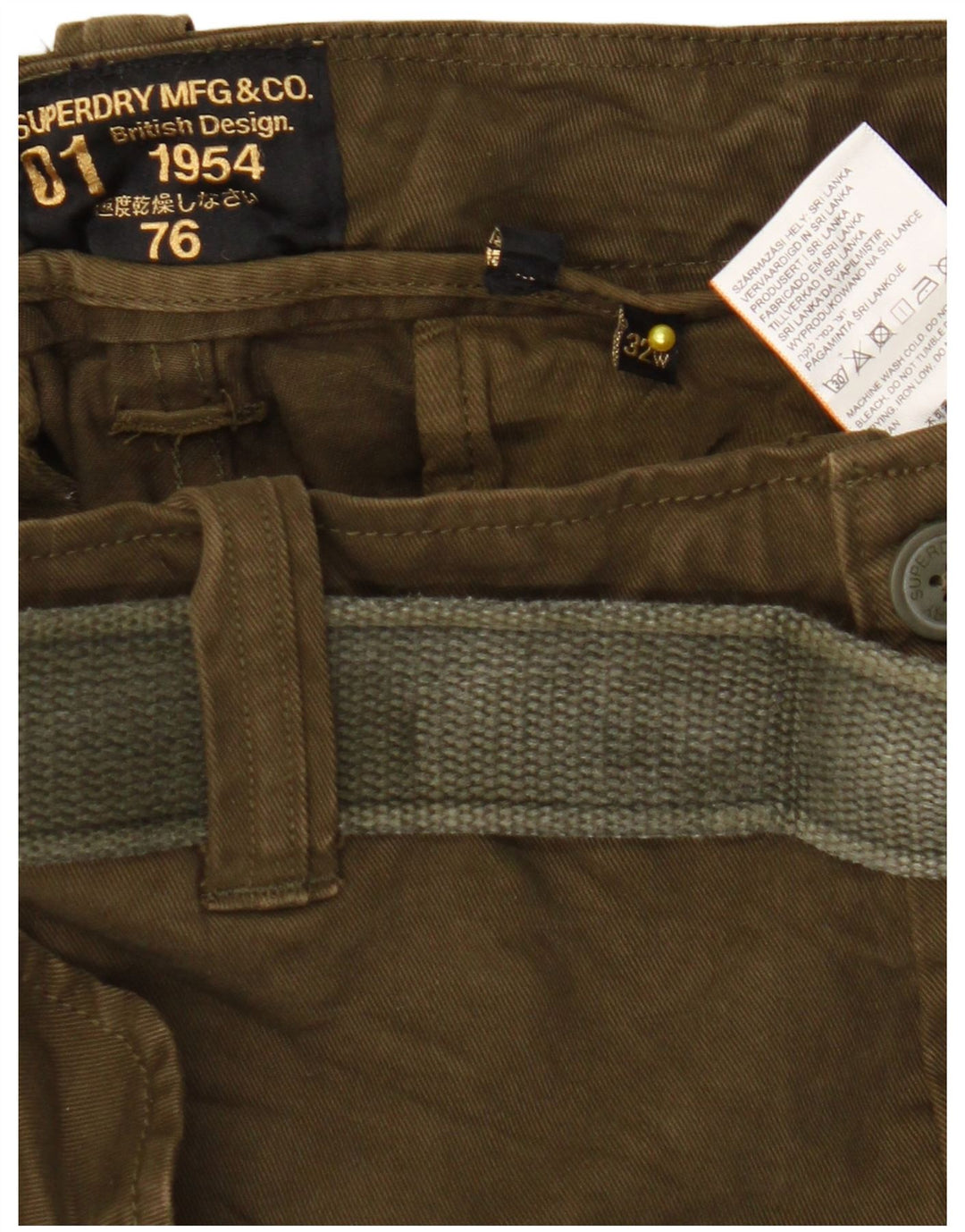 Superdry Herren Cargoshorts W32 Medium Khaki Baumwolle