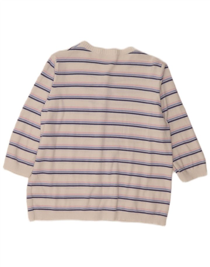 Marks & Spencer Damen-Cardigan-Pullover UK 16 Large Weiß gestreift