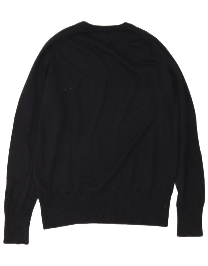 Calvin Klein Jeans Herren-Pullover mit V-Ausschnitt aus mittelschwarzer Merinowolle