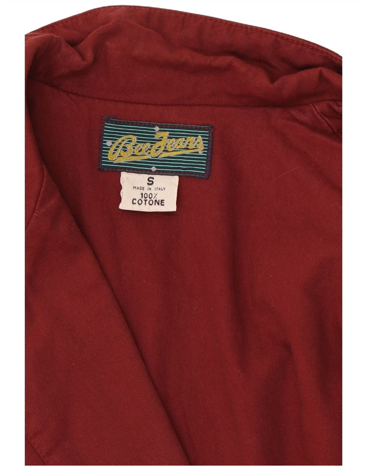 Vintage Damen 1-Knopf-Oversize-Blazer-Jacke, UK 10, kleine Burgunder-Baumwolle
