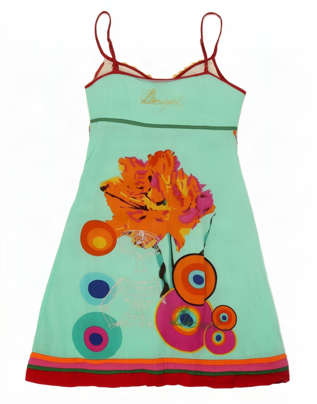 Desigual Womens Graphic Sundress EU 40 Mittelblaue Blumenviskose