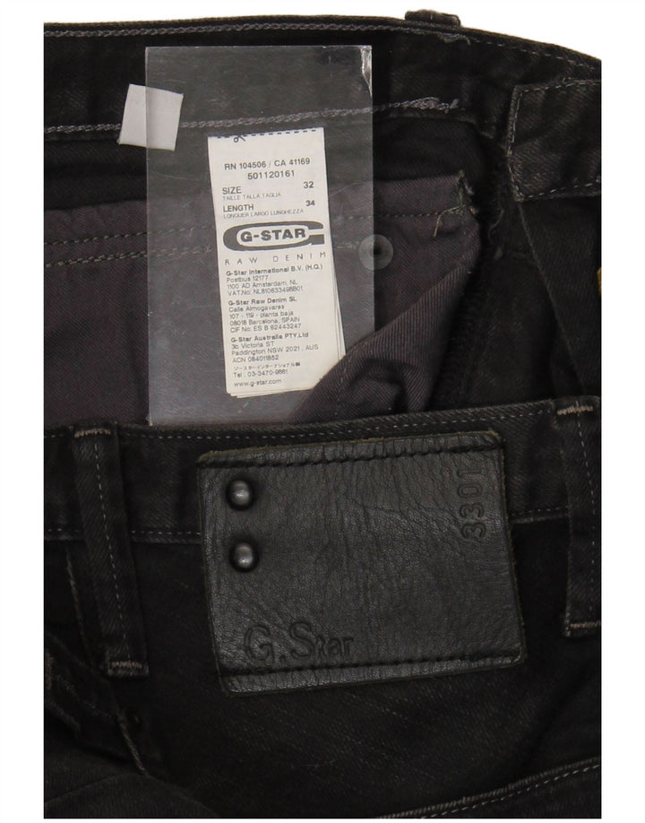 G-Star Herren 3301 Straight Jeans W32 L34 Graue Baumwolle