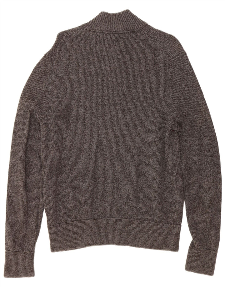 EDDIE BAUER Herren-Pullover mit Reißverschluss, groß, grau gestreift, Baumwolle