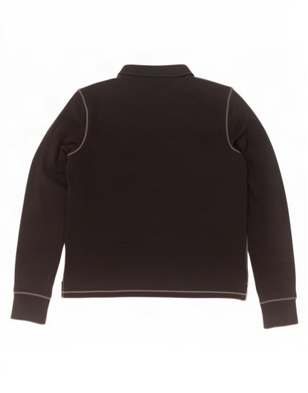 Ralph Lauren Damen Grafik-Langarm-Poloshirt UK 18 XL Schwarz Baumwolle