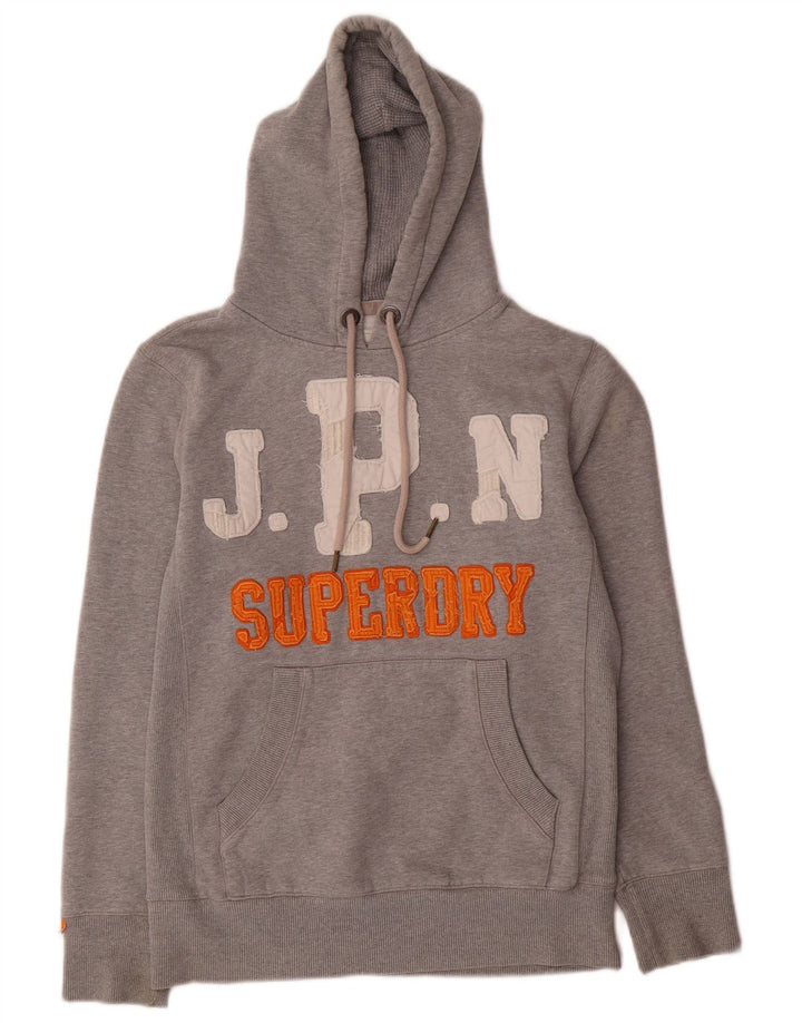 Superdry Herren-Kapuzenpullover mit Grafik, Größe S, graue Baumwolle