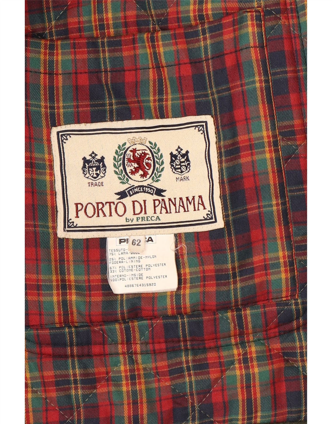 Porto Di Panama Herren Steppjacke UK 44 2XL Grüne Wolle