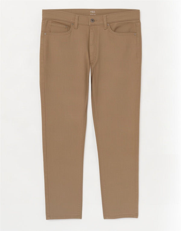 Marks & Spencer Damen Slim Jeans W34 L29 Beige Baumwolle