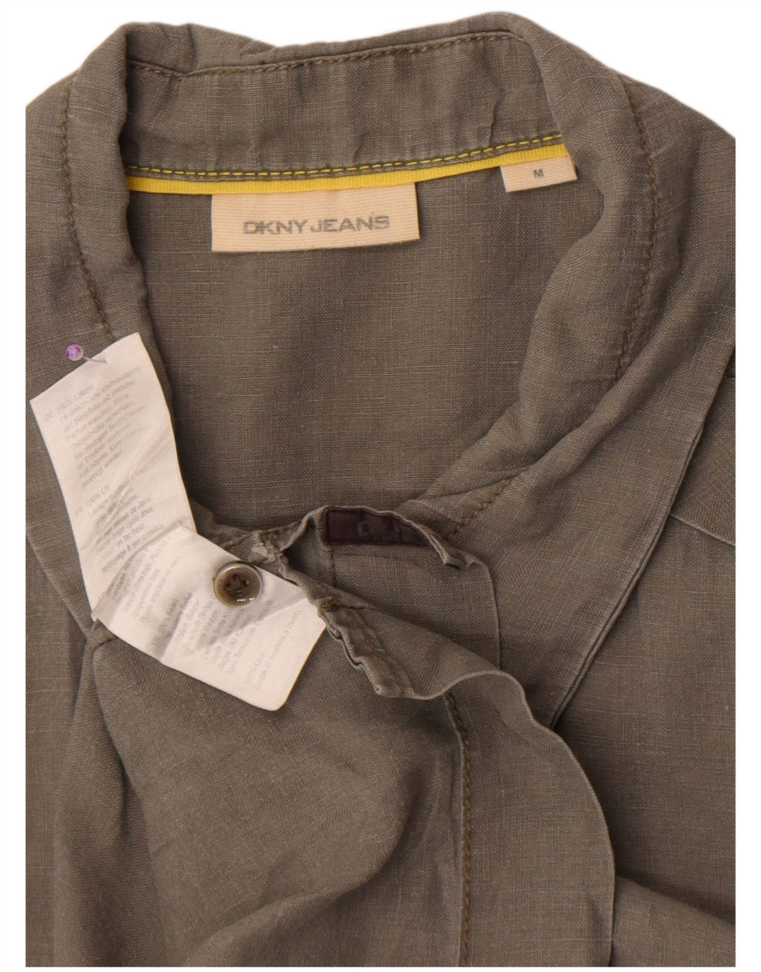 Dkny Herren Kurzarmhemd Medium Khaki Leinen